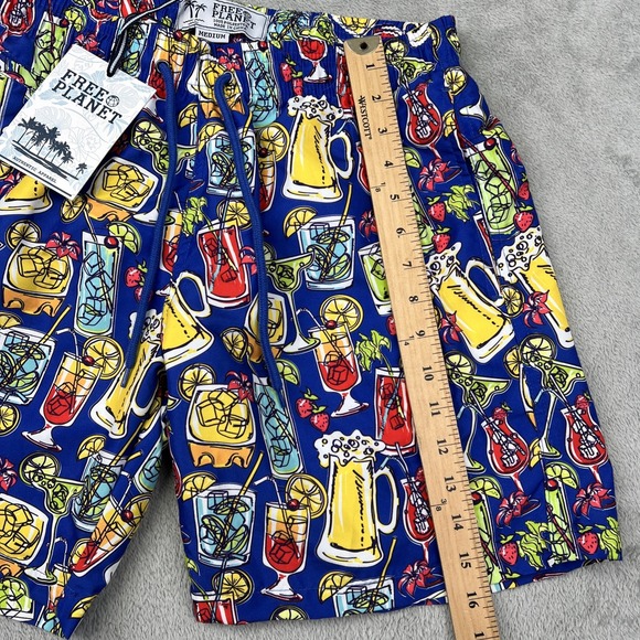 FREE‎ PLANET SWIM TRUNKS MEN'S MEDIUM COCKTAIL BEER BOARD SHORTS BEACH - Picture 4 of 13